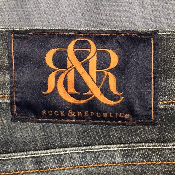 Rock & Republic Double R Embroidered Jeans Womens Size 6 28 capri stitch cuff - Picture 14 of 16